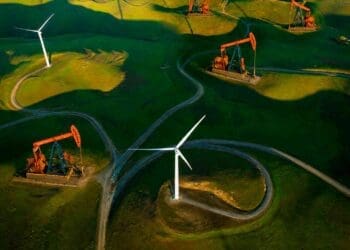 drilling natural gas at wind farm