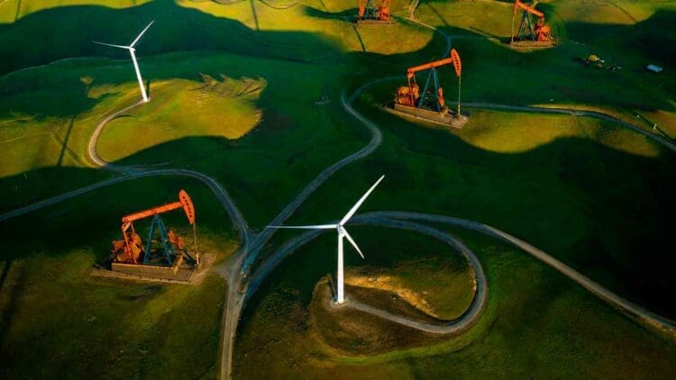 drilling natural gas at wind farm