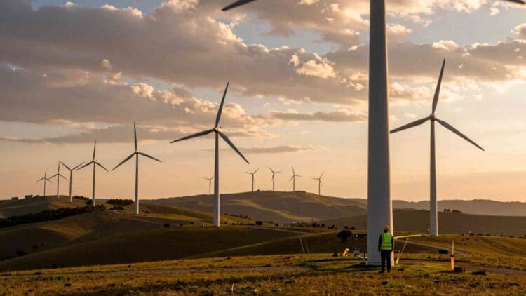 giant wind farm under construction