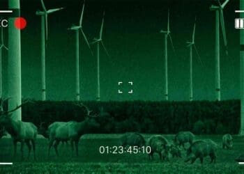 deer and wild boars at wind farm
