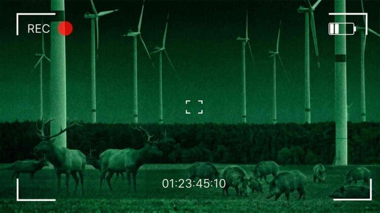 deer and wild boars at wind farm