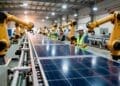 solar panels being made in factory