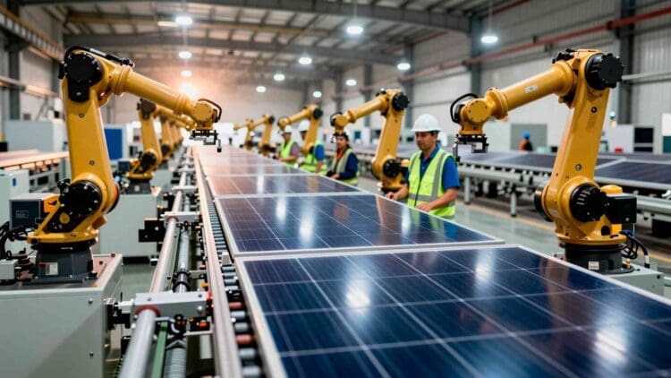 solar panels being made in factory