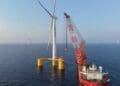 offshore wind turbine being installed