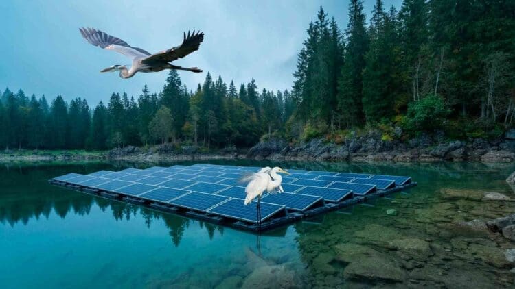 California scientists have discovered how to turn floating solar panels into ‘artificial islands’ for egrets—and even black-crowned night herons 1 floating solar panels egret heron