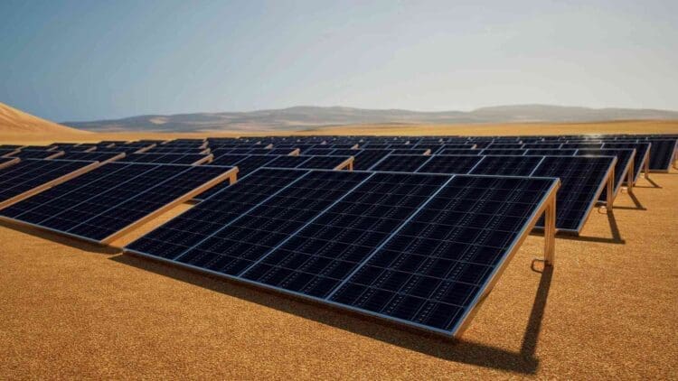 solar panels in the Sahara desert
