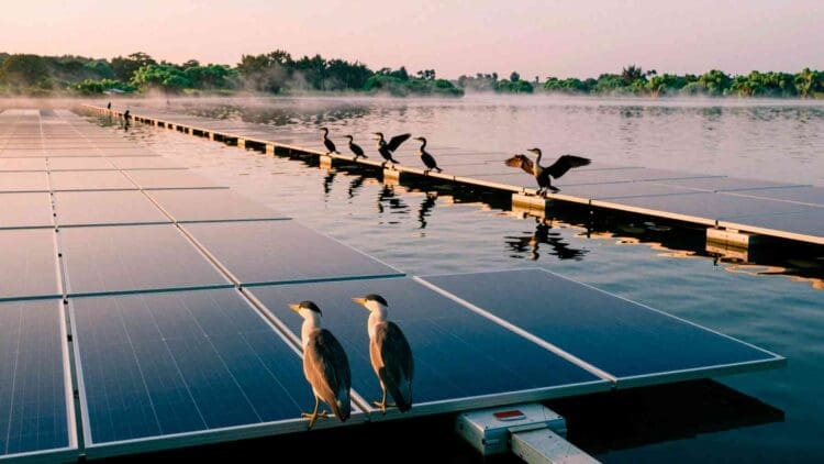 13. INTERNAL California covered ponds and reservoirs with floating solar panels. Soon waterbirds started moving in