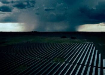 hurricane threat approaching a solar plant
