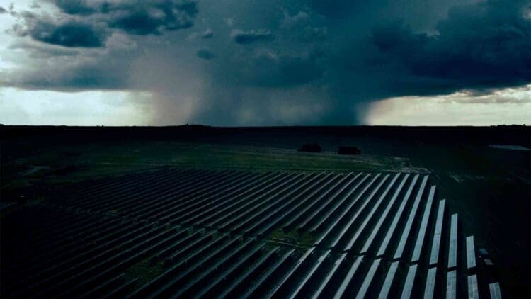 hurricane threat approaching a solar plant