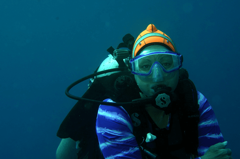 Chris Summers diving in the Banda Sea, Indonesia.