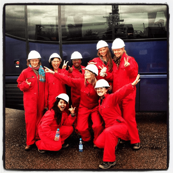 Royal Dutch Shell graduate program – rig site training in the Netherlands. (Rachel Kernen, bottom right.)
