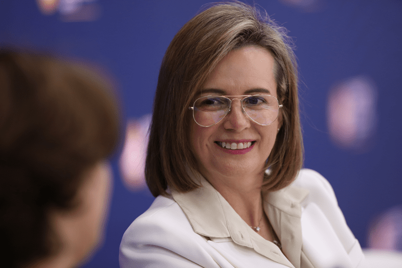 Maria Claudia Borras participates in a panel discussion at the St. Petersburg International Economic Forum (SPIEF) in June 2021. The discussion focused on promoting gender parity to advance sustainable development and increase industry profitability. (All COVID protocols were followed.)