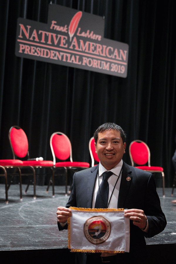 Murdered and Missing Indigenous Women (MMIW) were the key topic at the Frank LaMere Native American Presidential Forum. There were many women Tribal and community leaders among the panelists, including Gay Kingman, Cheyenne River Sioux Tribe, the executive director of the Great Plains Tribal Chairman’s Association. Photo courtesy of Brian Pavlich.