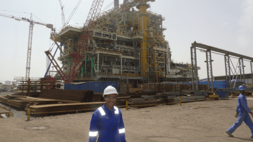 Kerrine Bryan on site at a shipyard in Dubai, United Arab Emirates, in 2013.