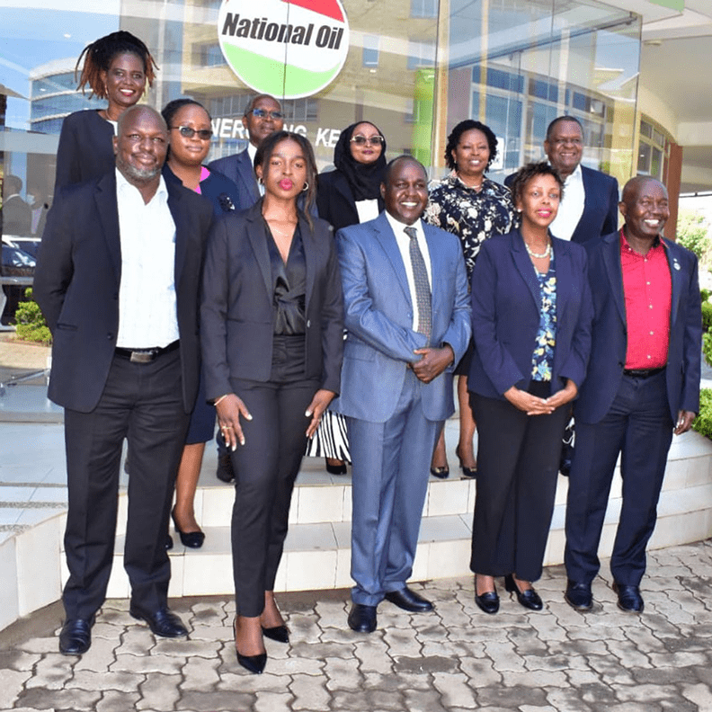 Ogutu Okudo with the CEO and other board members at the Natioinal Oil Corporation of Kenya (NOCK).