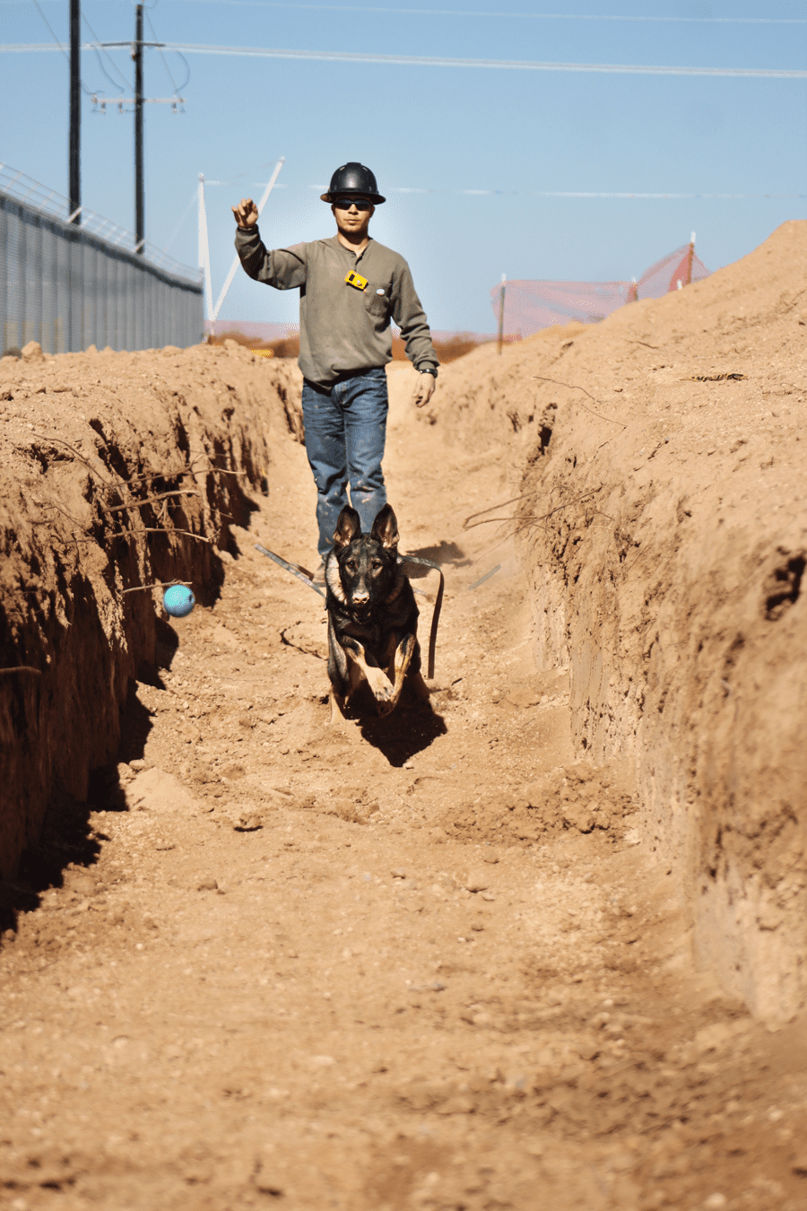 Young with Rogue in West Texas.