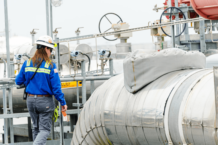 Kat Stevens, an operator, is one of 52 women employed at Cameron LNG.