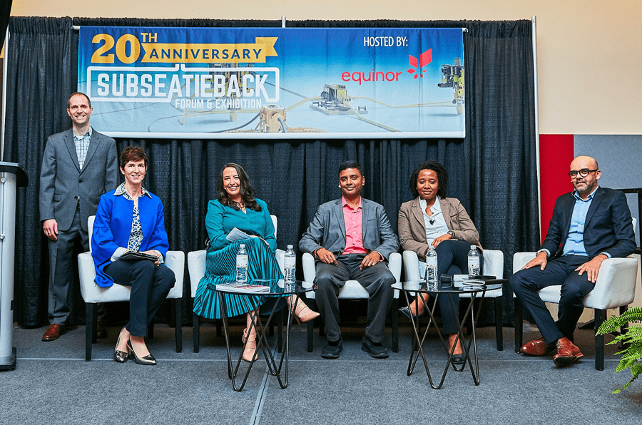 Deriving Value from Difference panel at the SSTB conference (Feb. 2020). Panel seated from L to R: Barbara Stewart, Courtney Battle, Amol Bakshi, Shirley Ike and Nikhil Shahane.