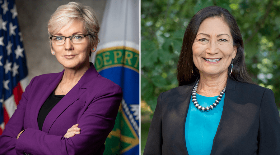 Secretary of Energy Jennifer M. Granholm (left) and Secretary of the Interior Deb Haaland (right)