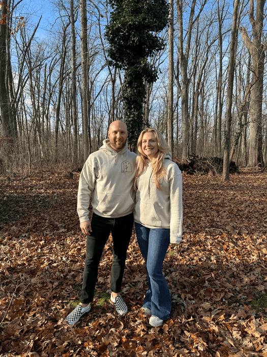 Justin and Jeana Cohen on the property in New Buffalo, Michigan, that they have found for the Petite Acres retreat.
