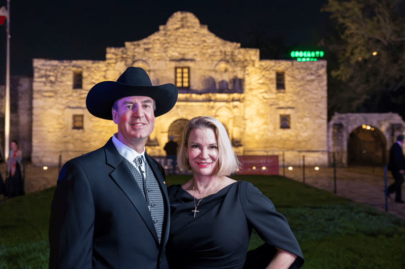Commissioner Buckingham and her husband, Ed Buckingham, at the Alamo, San Antonio, Texas.