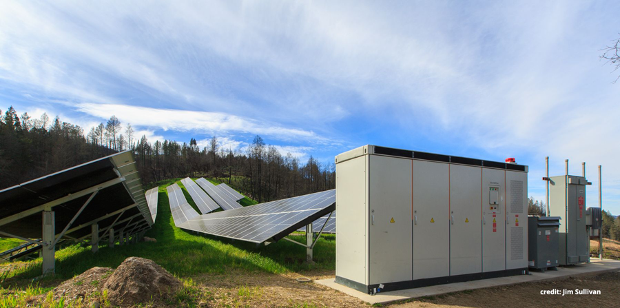 Solar panels and batteries that comprise the microgrid. Photo courtesy of Jim Sullivan. Jim Sullivan is the Vice President of Public Relations and Marketing at Castello di Armorosa
