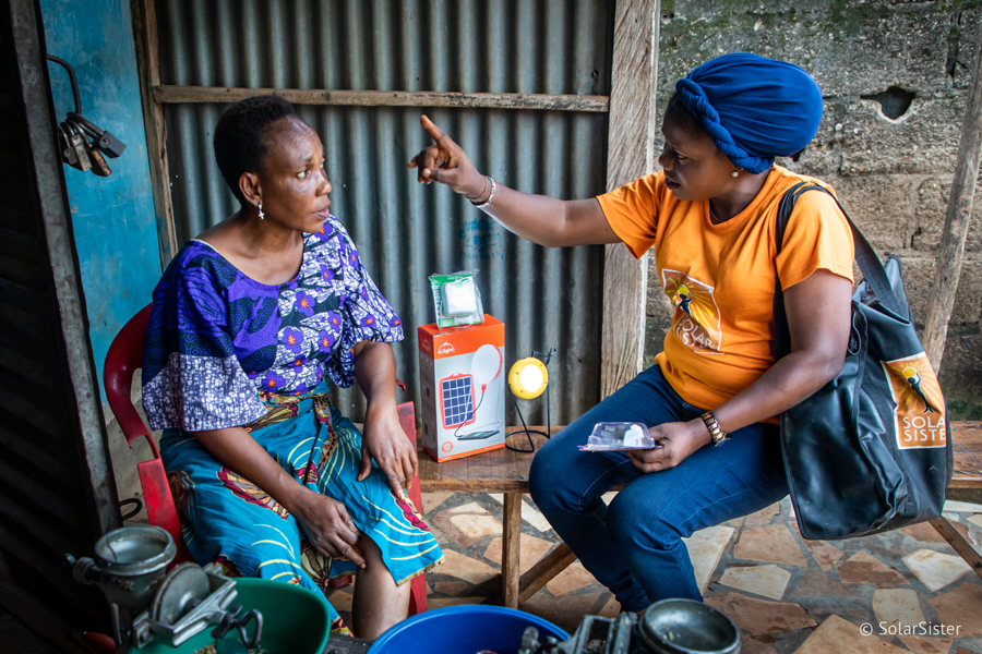 Sister Entrepreneur Iyanda Mujeedat meeting with a potential customer in Ibadan, Nigeria.