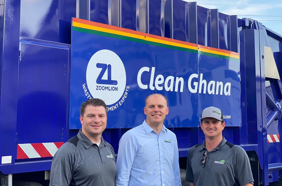 ZeroNox Team in Ghana analyzing electrification of the Zoomlion refuse trucks. Photos courtesy of ZeroNox.