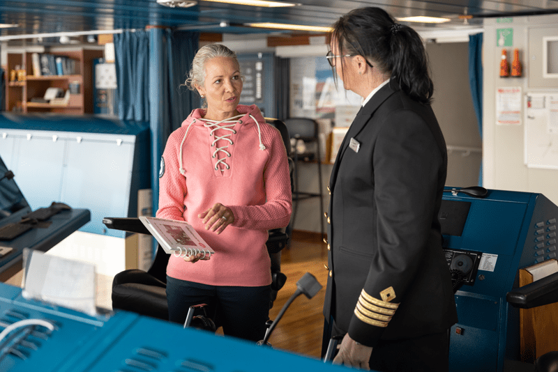 CEO Hedda Felin (L) with Captain Maryann Bendiksen (R).