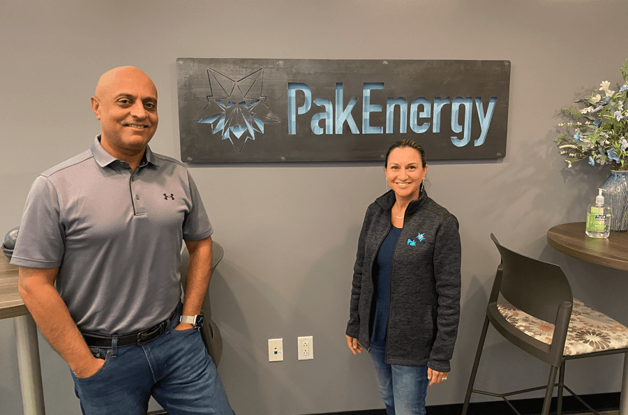 Santosh Nanda with PakEnergy’s CFO, Melissa Pursley, in the company’s newest office in Frisco, TX. The site was chosen due to its proximity to many of Pak’s customers who frequently visit the facility. It features several collaboration spaces to foster innovation and reinforce the company’s focus on customer success.