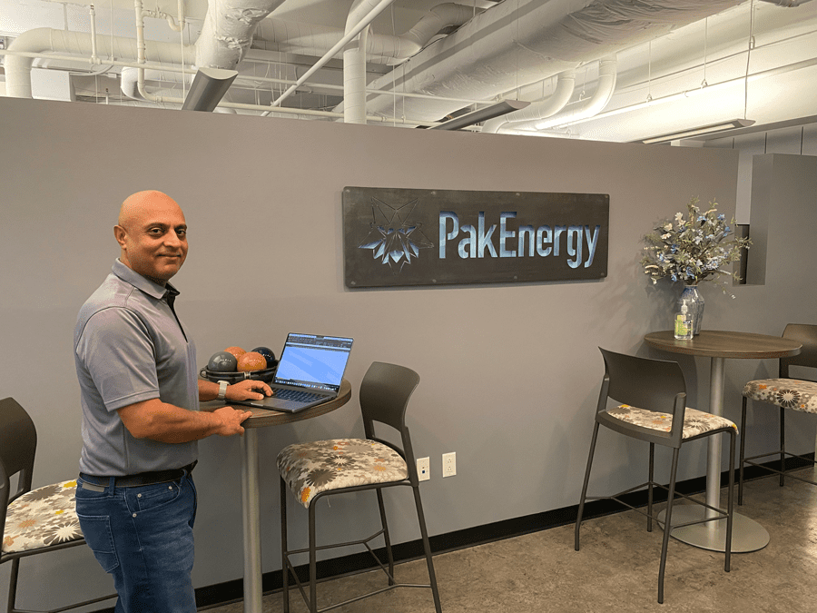 Santash Nanda at work in the company’s newest office in Frisco, TX. Photo courtesy of PakEnergy.